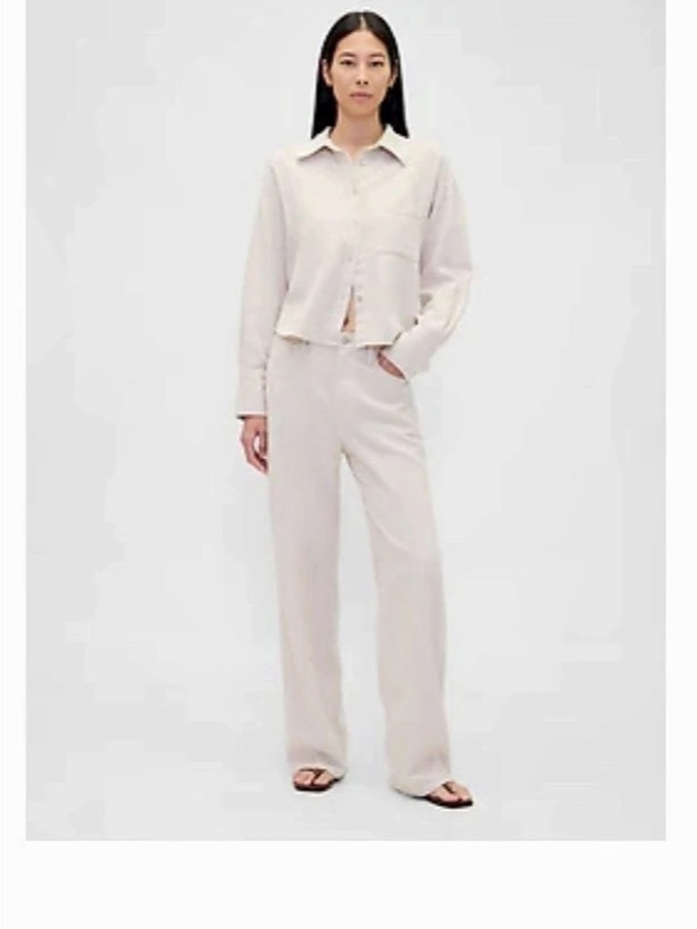 Gap Wide Leg Cotton Pants in Linen Beige